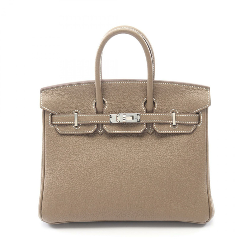 愛馬仕 Birkin 25 手提包，U Togo 皮革，灰褐色，二手，帶五金配件-0