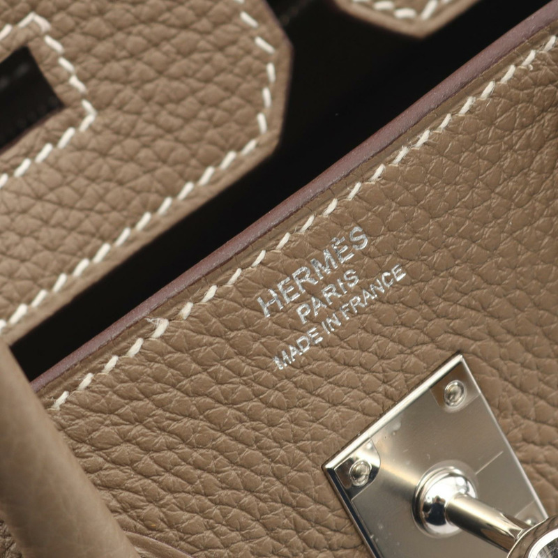 愛馬仕 Birkin 25 手提包，U Togo 皮革，灰褐色，二手，帶五金配件-3