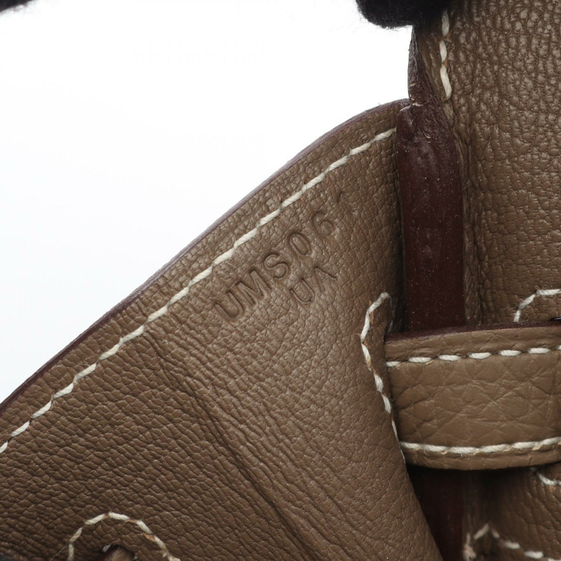 愛馬仕 Birkin 25 手提包，U Togo 皮革，灰褐色，二手，帶五金配件-4