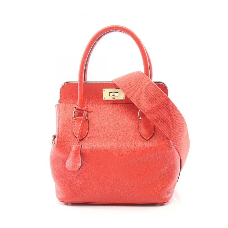 愛馬仕 Toolbox 20 單肩手提包 Y Evercolor Rouge tomate 二手金色五金-0