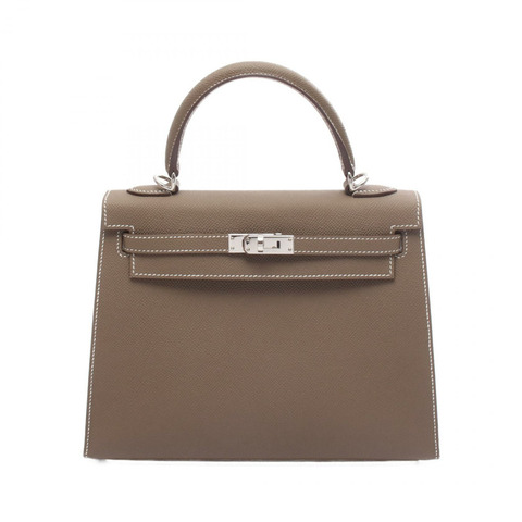 愛馬仕 Kelly 25 單肩手提包 K 外側縫線 Epsom 淺褐色 二手 SHW