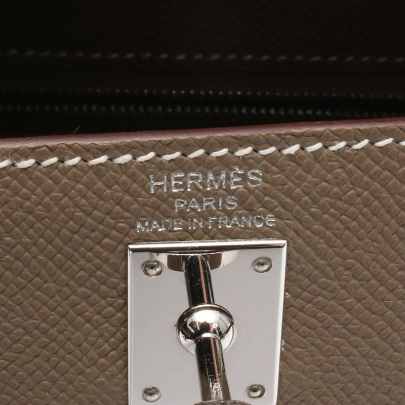 愛馬仕 Kelly 25 單肩手提包 K 外側縫線 Epsom 淺褐色 二手 SHW-3