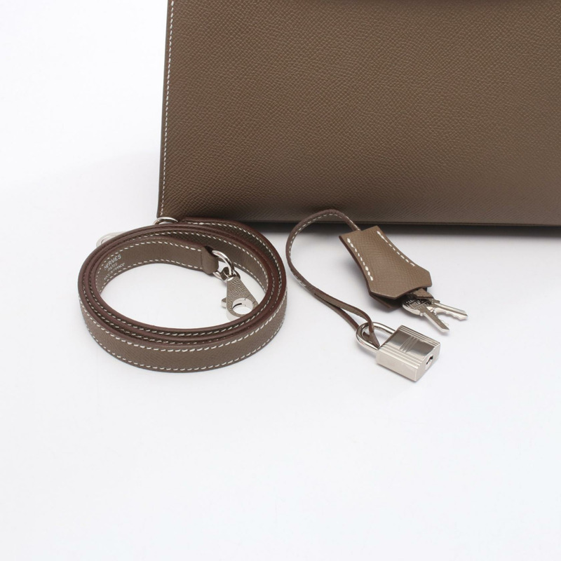 愛馬仕 Kelly 25 單肩手提包 K 外側縫線 Epsom 淺褐色 二手 SHW-5