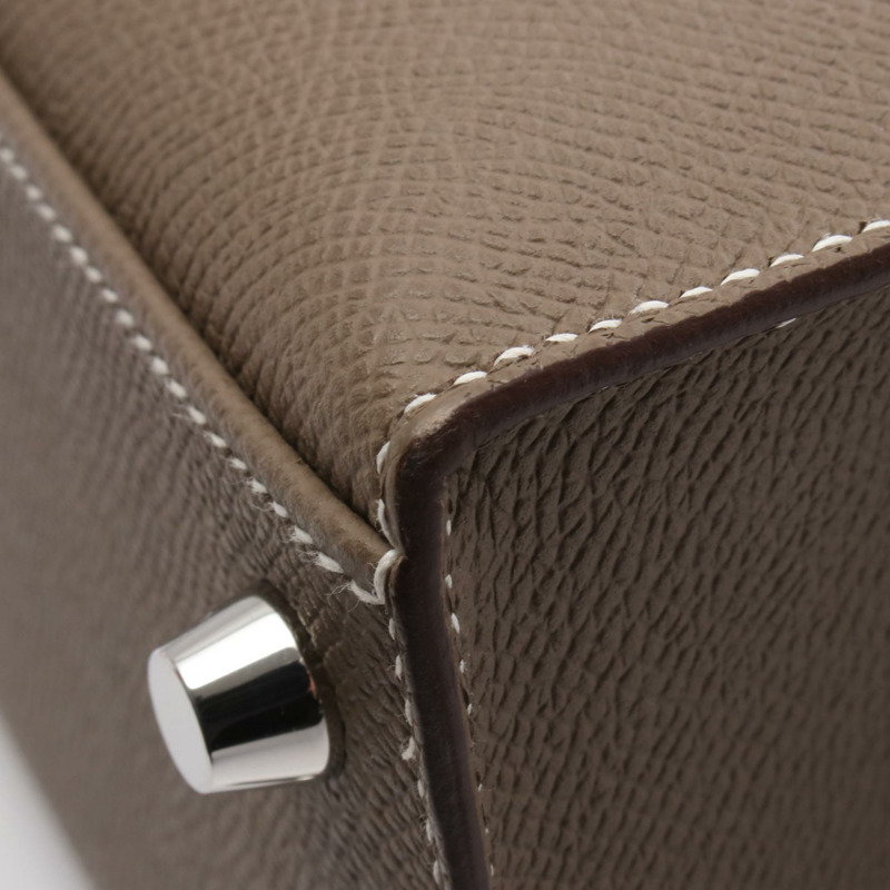 愛馬仕 Kelly 25 單肩手提包 K 外側縫線 Epsom 淺褐色 二手 SHW-6