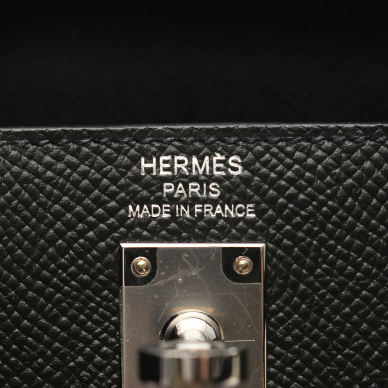 愛馬仕 Kelly 25 單肩手提包,Z 字形外側縫線,Epsom 皮革,黑色,二手,帶五金配件-3