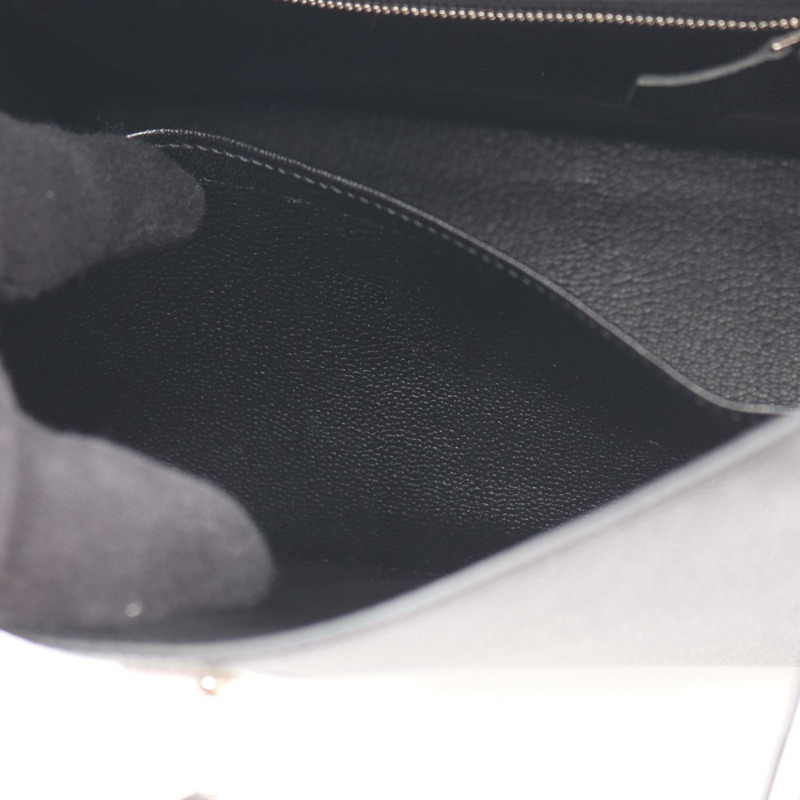 愛馬仕 Kelly 25 單肩手提包,Z 字形外側縫線,Epsom 皮革,黑色,二手,帶五金配件-11