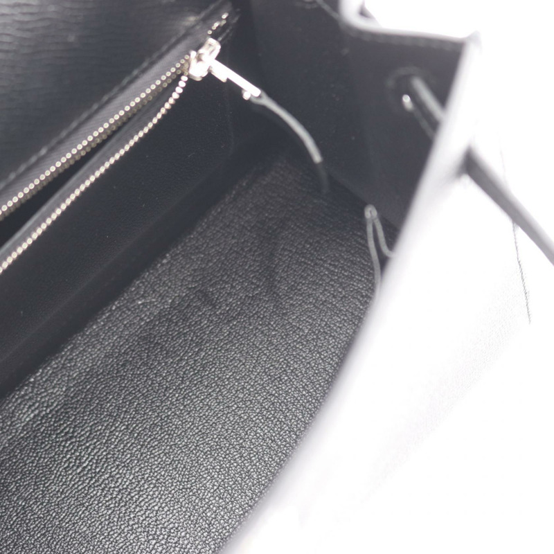 愛馬仕 Kelly 25 單肩手提包,Z 字形外側縫線,Epsom 皮革,黑色,二手,帶五金配件-12