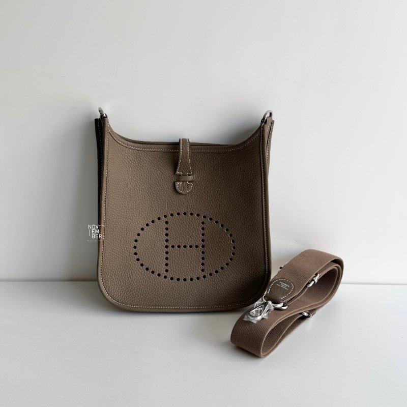 閒置新🤎 全配有購證🙌🏻 Hermès 愛馬仕 Evelyne 23 大象灰銀釦-0