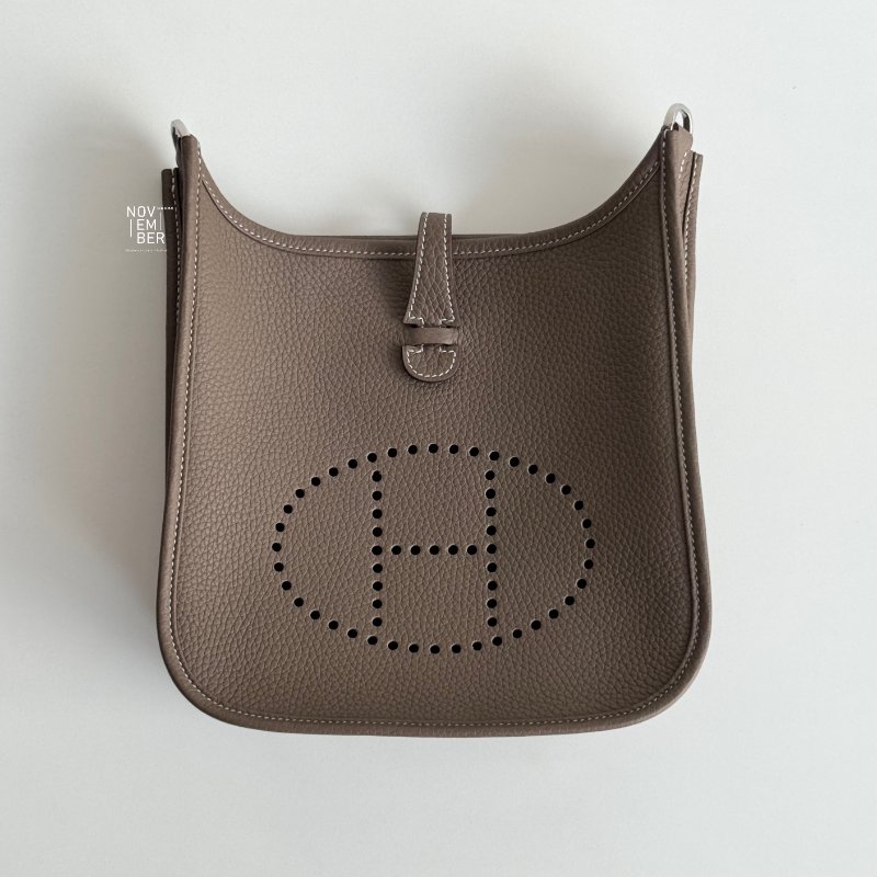 閒置新🤎 全配有購證🙌🏻 Hermès 愛馬仕 Evelyne 23 大象灰銀釦-1