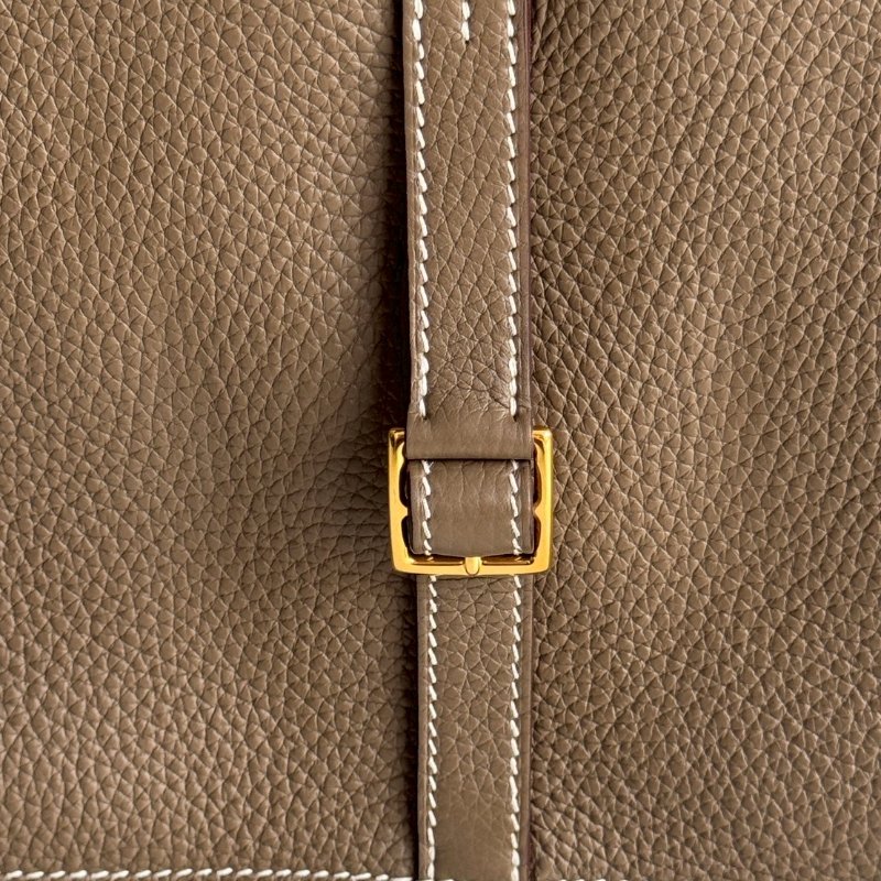 98新🫰🏻 全配有購證🙌🏻 Hermès 愛馬仕 Halzan 25 大象灰金釦-9