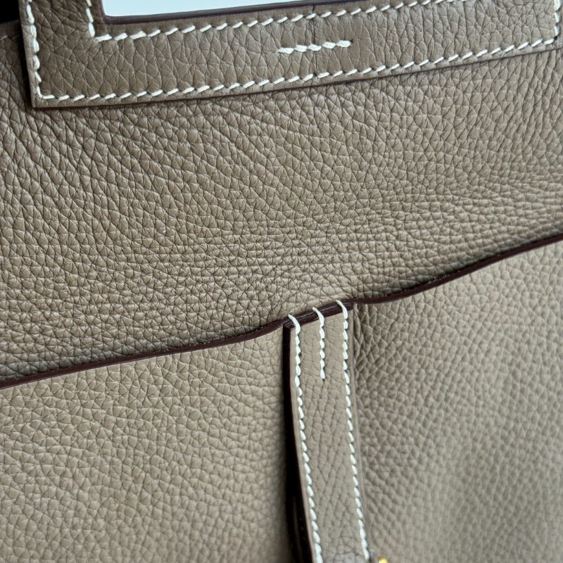 98新🫰🏻 全配有購證🙌🏻 Hermès 愛馬仕 Halzan 25 大象灰金釦-10