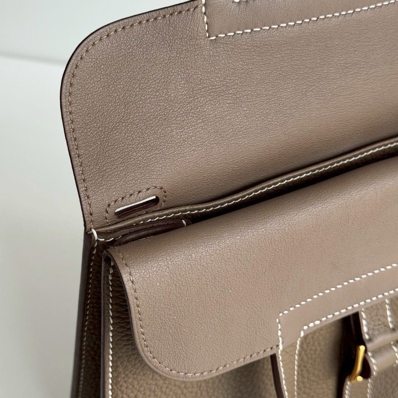 98新🫰🏻 全配有購證🙌🏻 Hermès 愛馬仕 Halzan 25 大象灰金釦-12