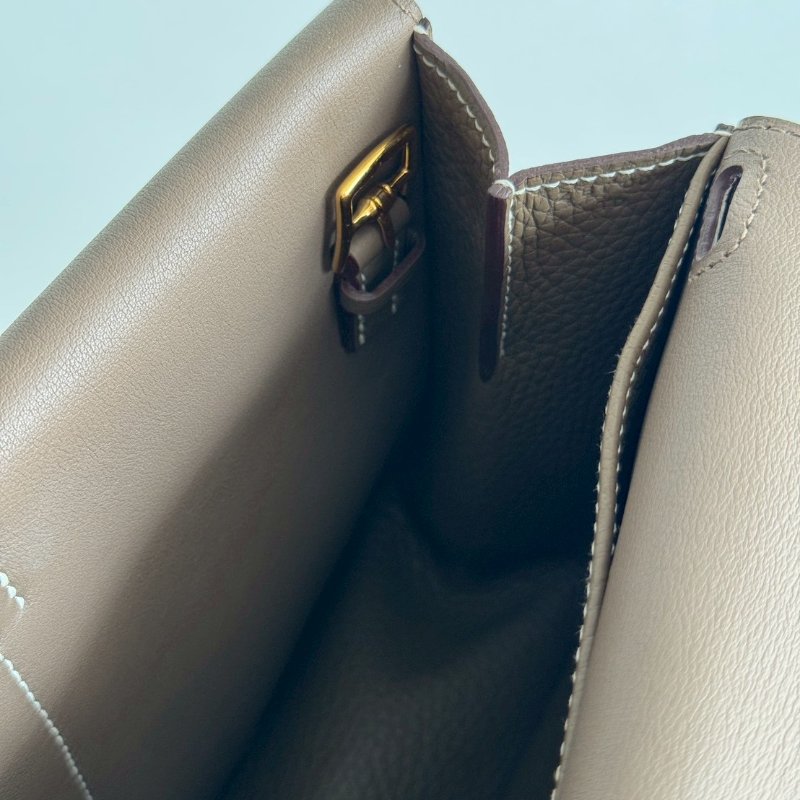 98新🫰🏻 全配有購證🙌🏻 Hermès 愛馬仕 Halzan 25 大象灰金釦-17
