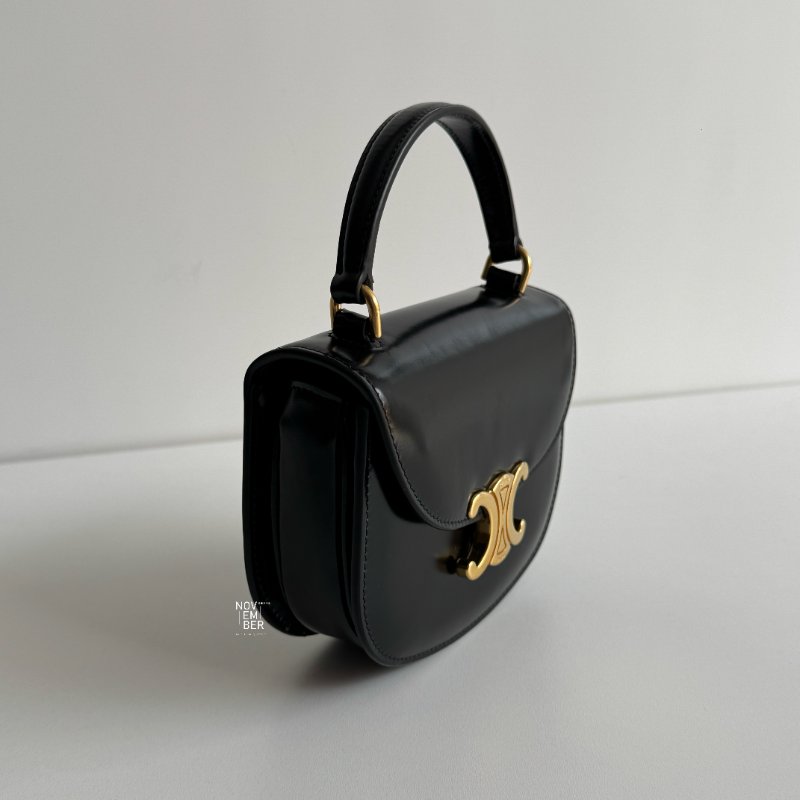 99新🆕 Celine 瑟琳 Mini Besace 手柄馬鞍包 迷你 黑金-2