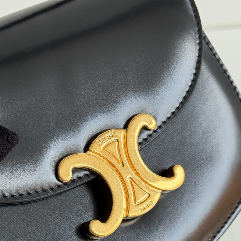 99新🆕 Celine 瑟琳 Mini Besace 手柄馬鞍包 迷你 黑金-7