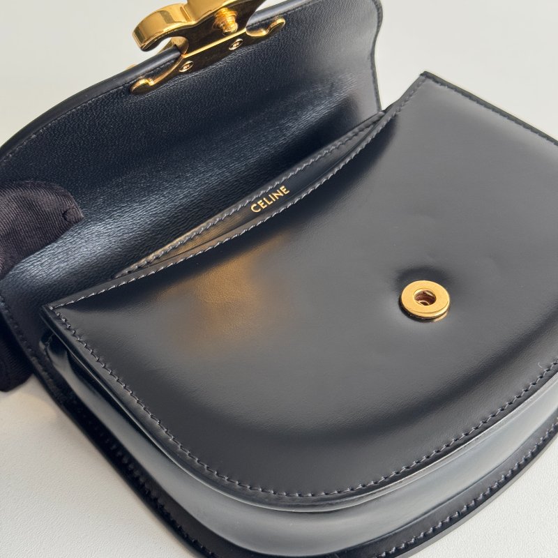 99新🆕 Celine 瑟琳 Mini Besace 手柄馬鞍包 迷你 黑金-12