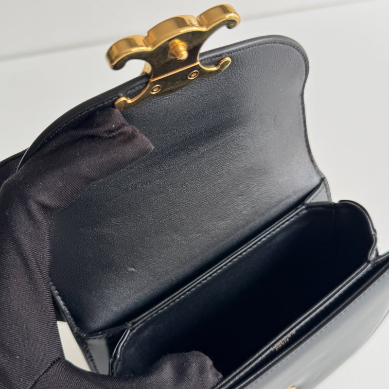 99新🆕 Celine 瑟琳 Mini Besace 手柄馬鞍包 迷你 黑金-13