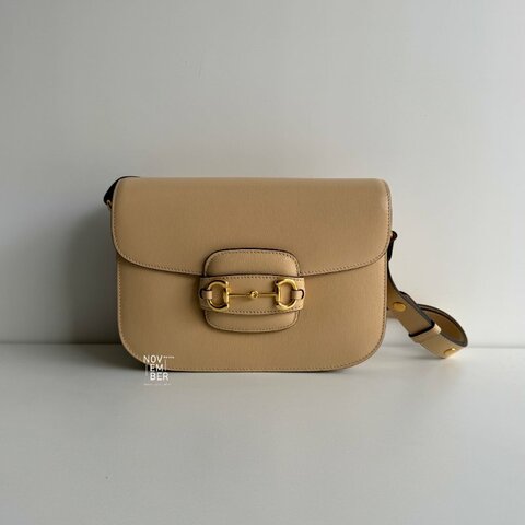 99新🆕 Gucci 古馳 1955 馬鞍包 奶茶色