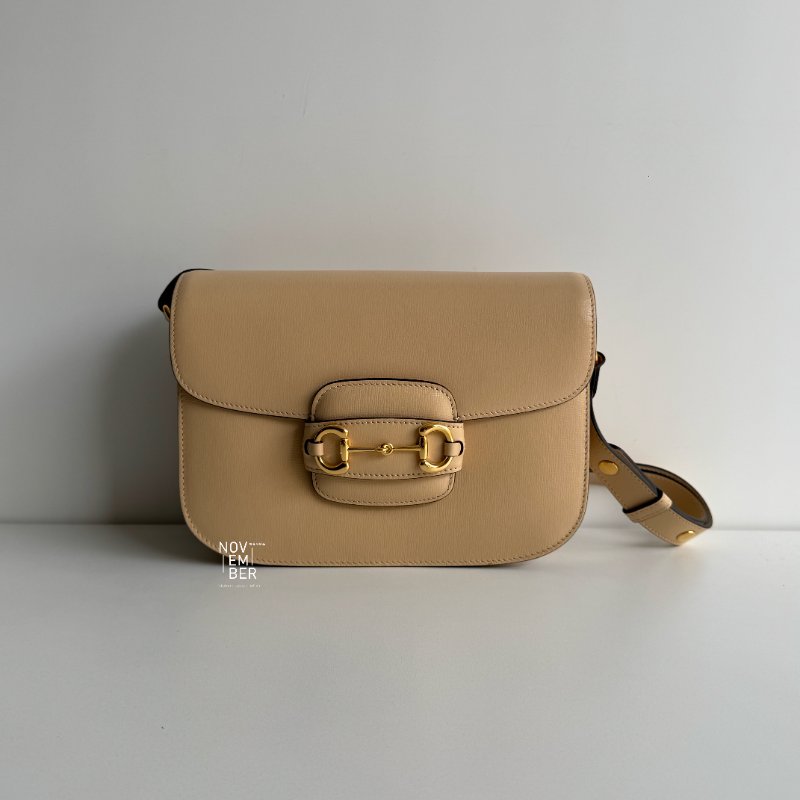 99新🆕 Gucci 古馳 1955 馬鞍包 奶茶色-0