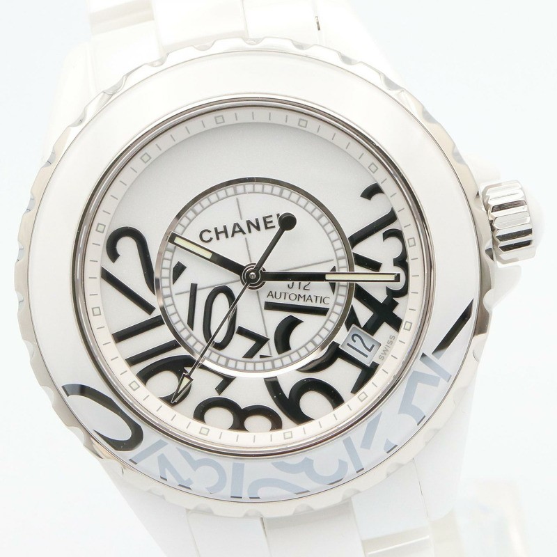 白色錶盤 陶瓷 不鏽鋼 自動上鍊 Graffiti J12 腕錶【CHANEL 香奈兒】 H5240-2