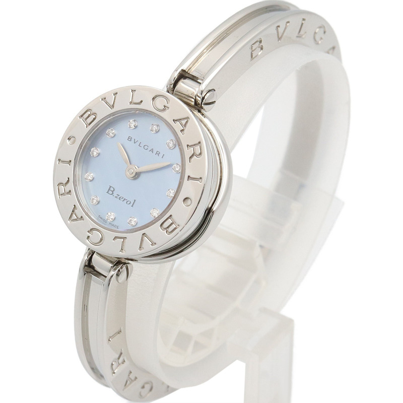 藍色母貝鑽石錶盤 不鏽鋼 石英 B.zero1 腕錶【BVLGARI 寶格麗】 BZ22S-1