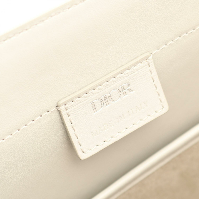 Christian Dior CD 鑽石花冠手提單肩包，帆布皮革，灰色二手-3