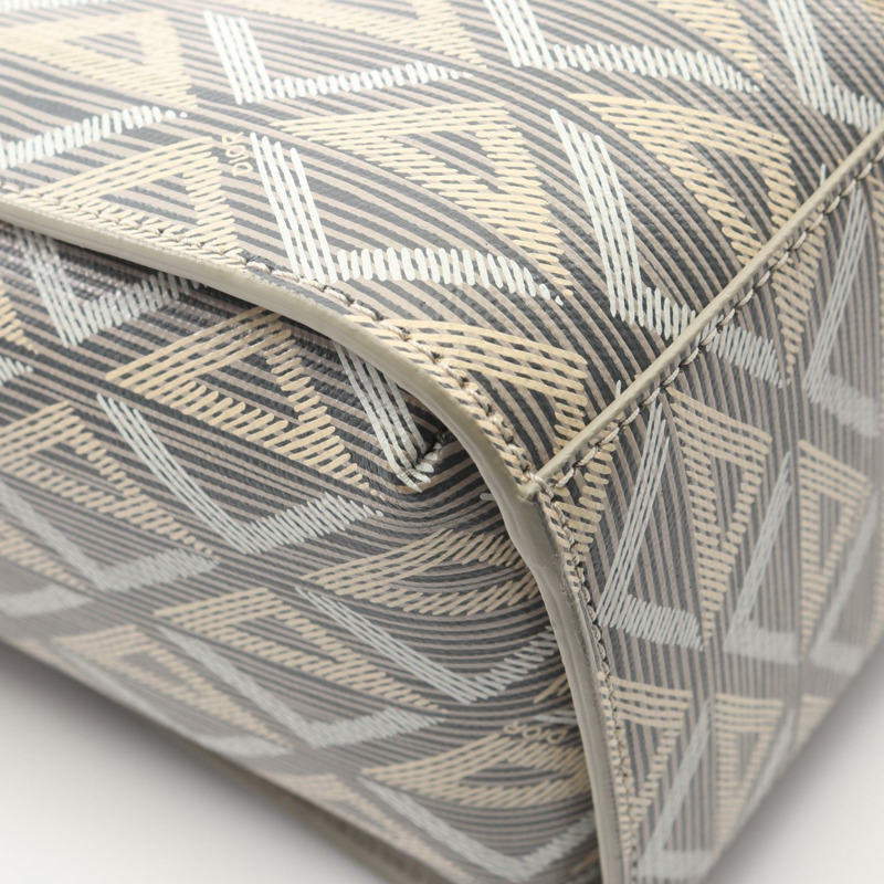 Christian Dior CD 鑽石花冠手提單肩包，帆布皮革，灰色二手-5