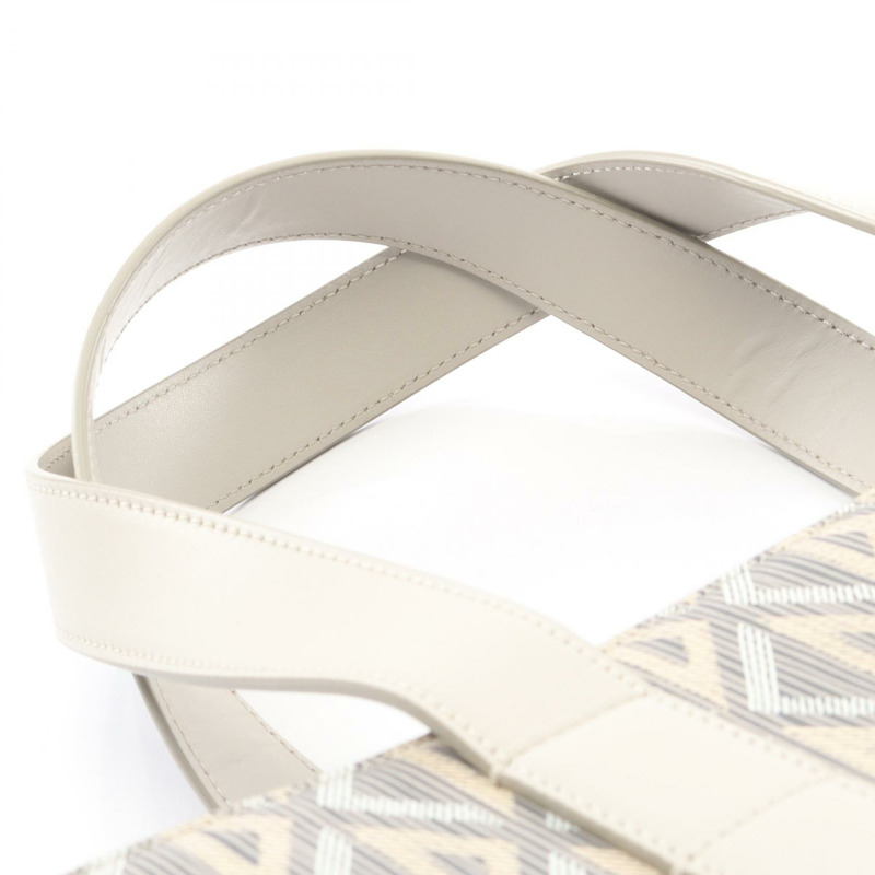 Christian Dior CD 鑽石花冠手提單肩包，帆布皮革，灰色二手-6