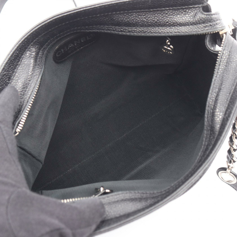 香奈兒三重 COCO 標誌單肩背包,粒面小牛皮,黑色,二手,女士,帶五金配件-2