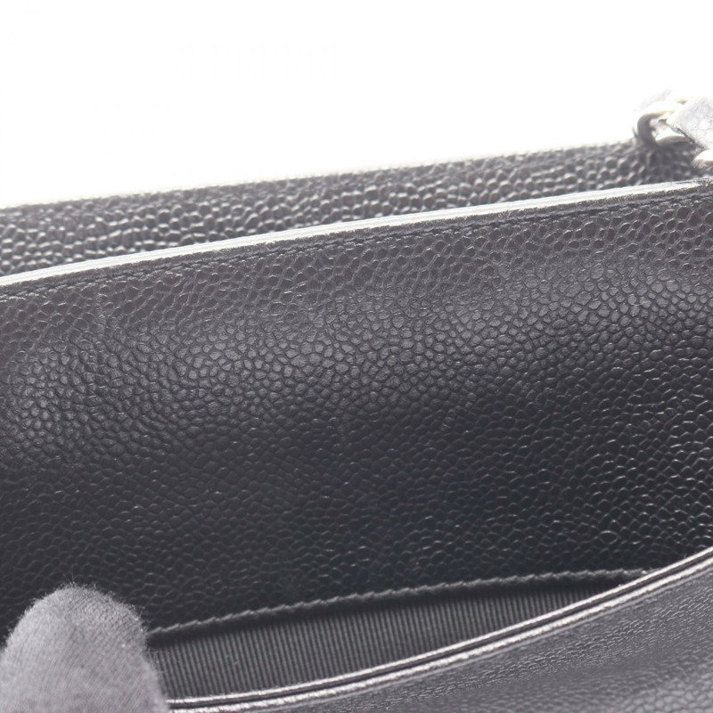 香奈兒三重 COCO 標誌單肩背包,粒面小牛皮,黑色,二手,女士,帶五金配件-6