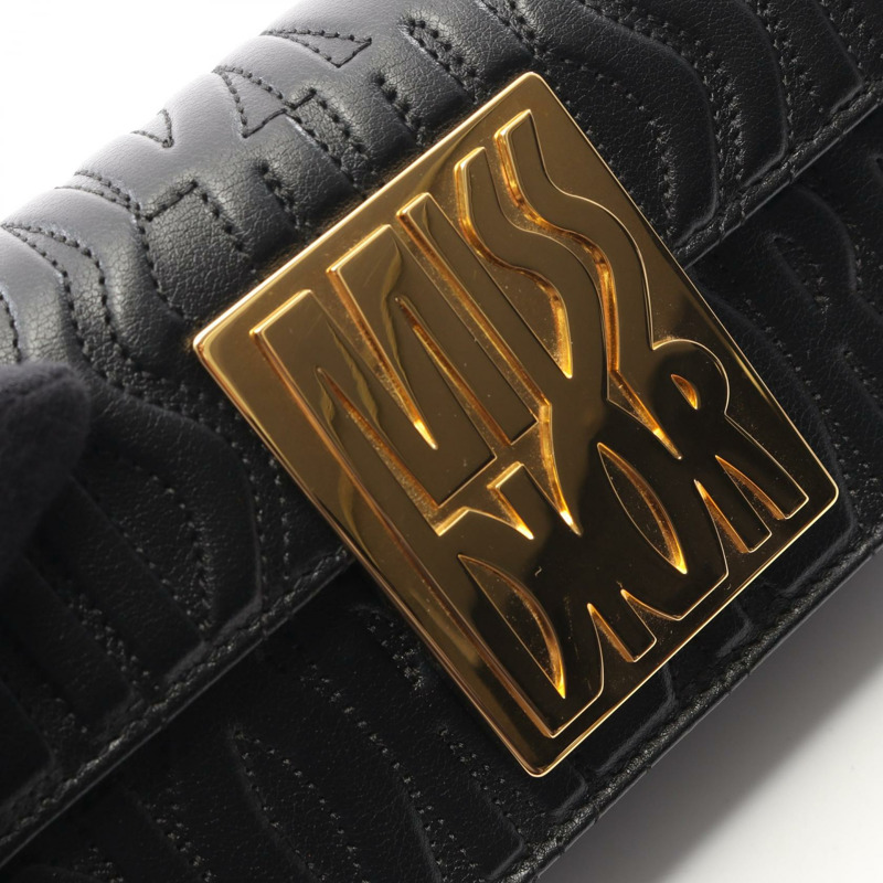 Christian Dior Miss Dior 黑色皮革單肩手提包，二手女款-5