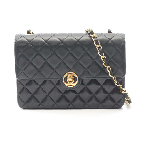 香奈兒迷你絎縫鏈條單肩包，羊皮材質，黑色，二手，女士款，金色五金
