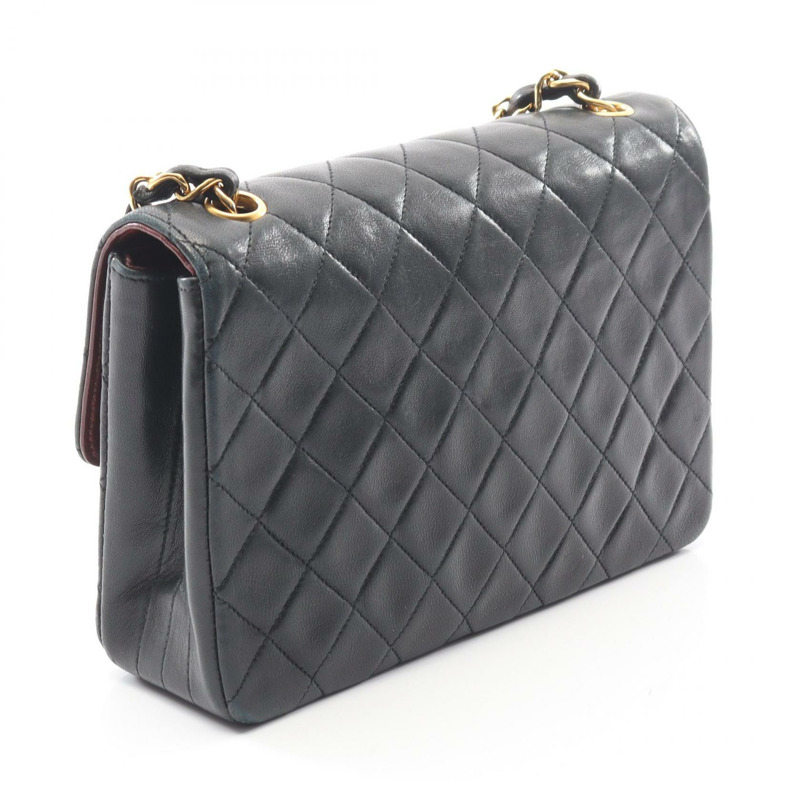 香奈兒迷你絎縫鏈條單肩包,羊皮材質,黑色,二手,女士款,金色五金-1