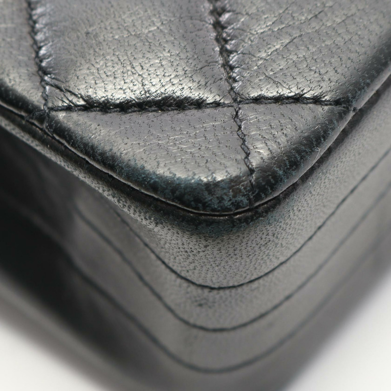 香奈兒迷你絎縫鏈條單肩包,羊皮材質,黑色,二手,女士款,金色五金-8