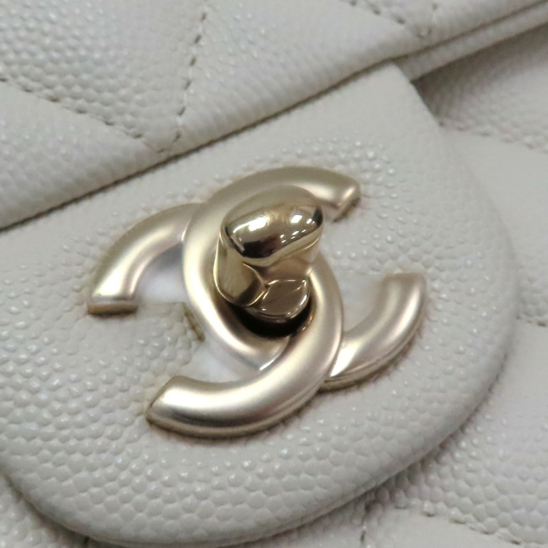 白色 荔枝紋牛皮 Classic Flap 25 肩背包 金扣【CHANEL 香奈兒】 A01112-6