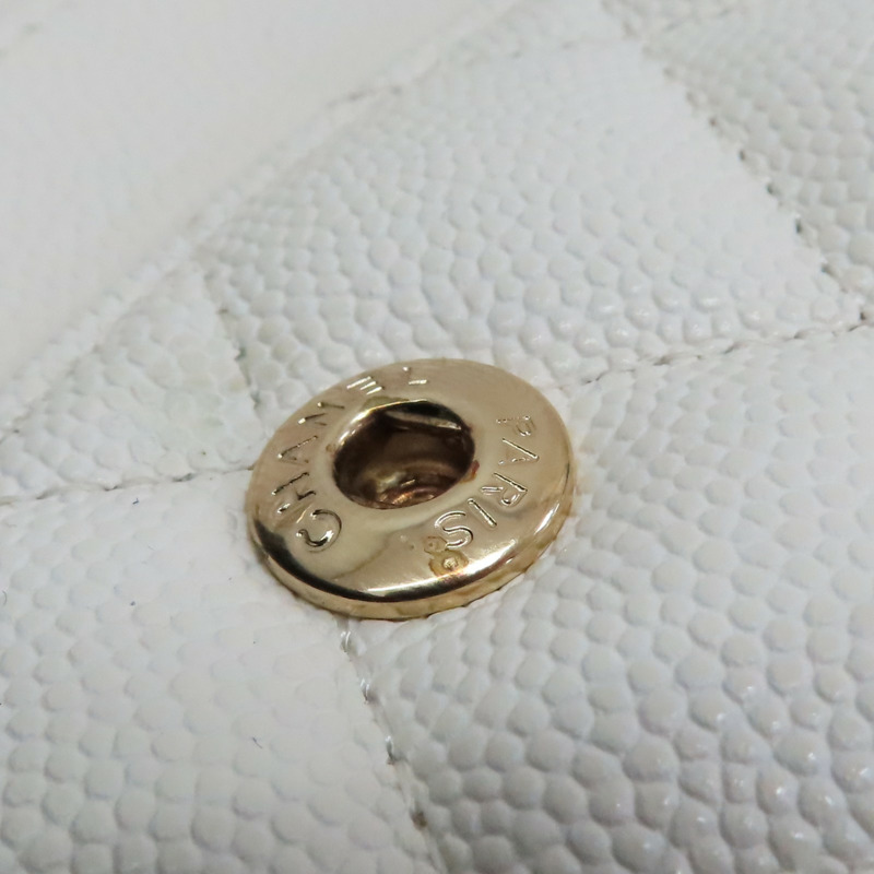 白色 荔枝紋牛皮 Classic Flap 25 肩背包 金扣【CHANEL 香奈兒】 A01112-16