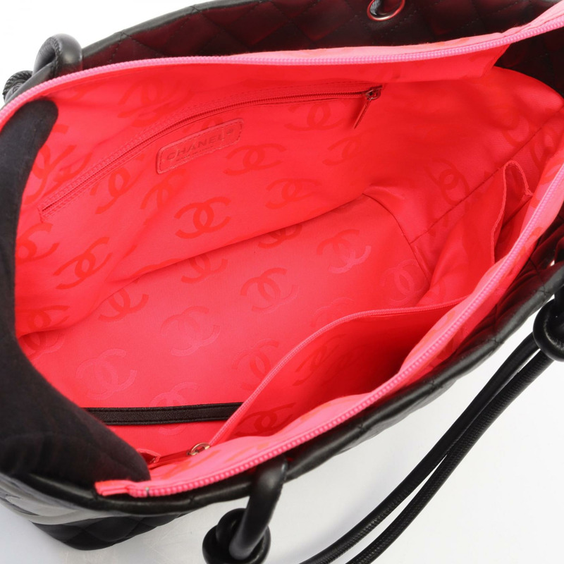 香奈兒 Cambon 系列大號托特包 A25169 皮革 黑白 二手 女士 SHW-2