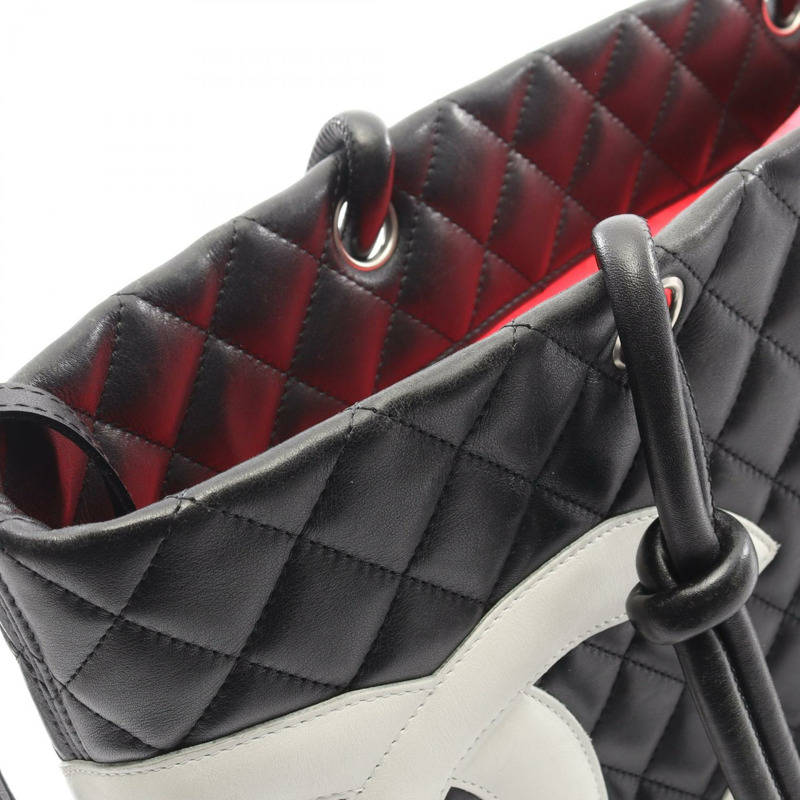 香奈兒 Cambon 系列大號托特包 A25169 皮革 黑白 二手 女士 SHW-6