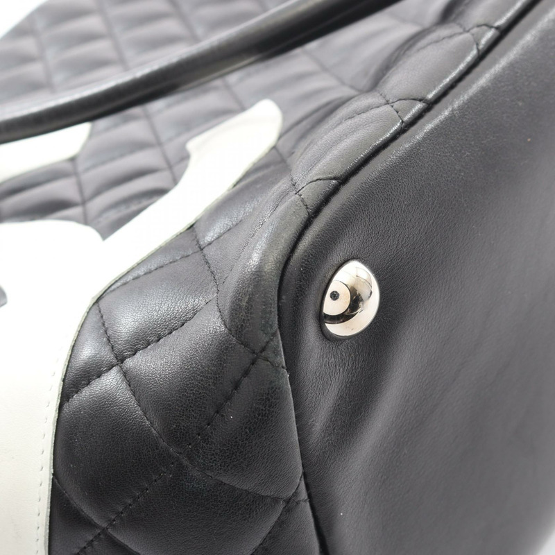 香奈兒 Cambon 系列大號托特包 A25169 皮革 黑白 二手 女士 SHW-7