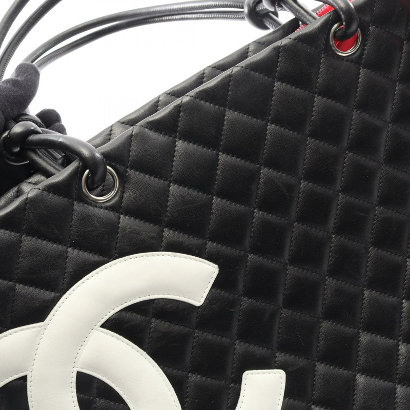 香奈兒 Cambon 系列大號托特包 A25169 皮革 黑白 二手 女士 SHW-8