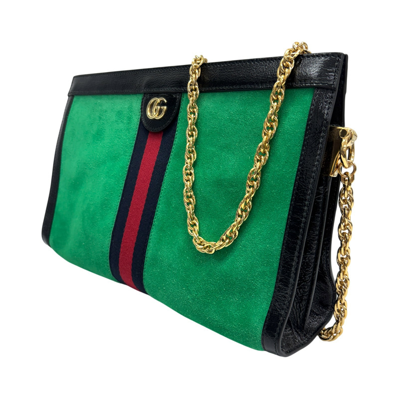 綠色 絨布 Ophidia 鏈帶斜背包 【GUCCI 古馳】 503876-1