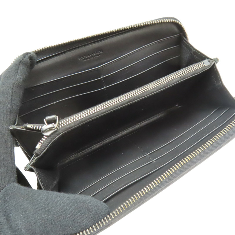 黑色 編織牛皮 Intrecciato 拉鏈長夾【BOTTEGA VENETA BV 寶緹嘉】 510643-4