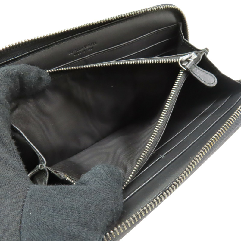 黑色 編織牛皮 Intrecciato 拉鏈長夾【BOTTEGA VENETA BV 寶緹嘉】 510643-5