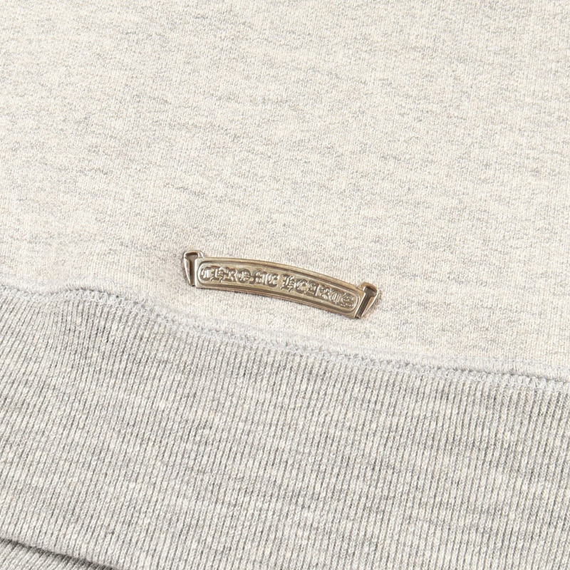 鉻心 (CHROME HEARTS) 十字貼片 CH 標誌刺繡連帽衫，純棉材質，灰色，二手，男款 L 碼-5