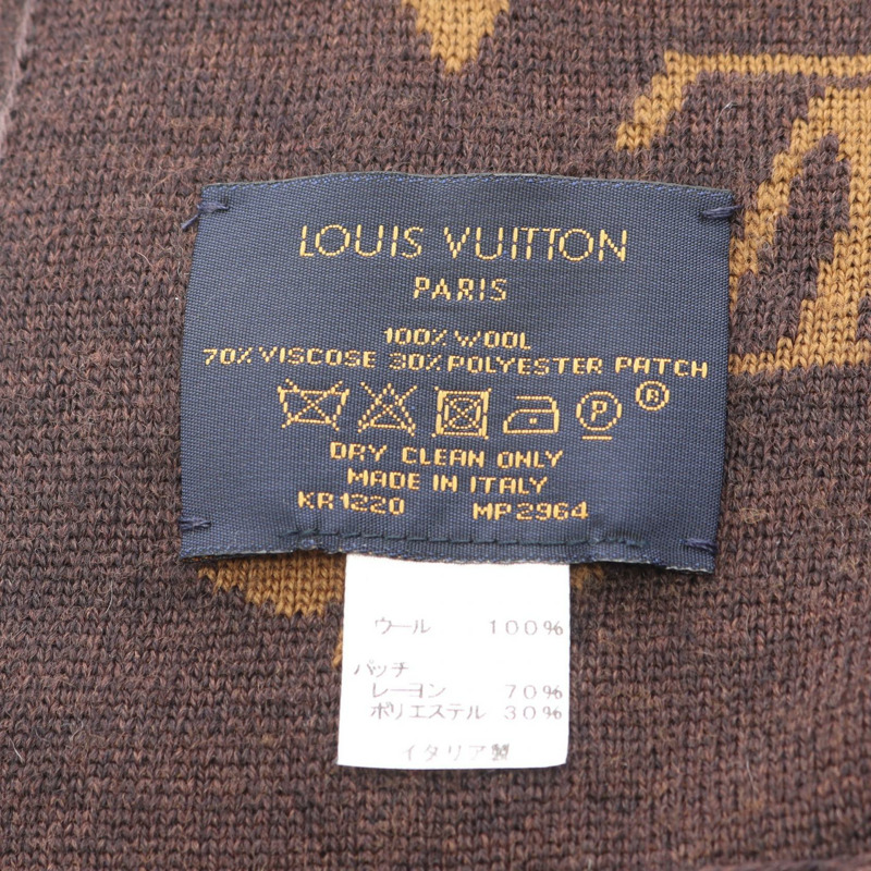 路易威登 Echarpe LV Friends Monogram 圍巾披肩 MP2964 羊毛 棕色 二手-1