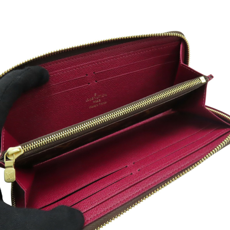 棕色 原花帆布 Clemence 拉鍊 長夾【LOUIS VUITTON LV 路易威登】 M60742-4