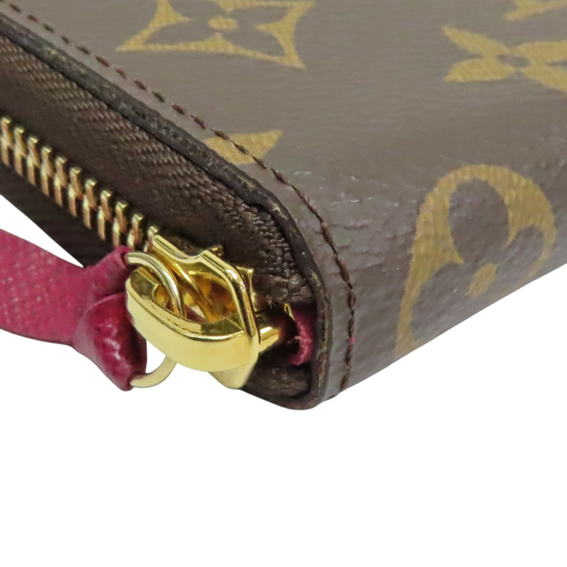 棕色 原花帆布 Clemence 拉鍊 長夾【LOUIS VUITTON LV 路易威登】 M60742-8