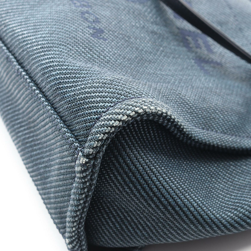 香奈兒 Deauville 肩鏈手提包,皮革草編,藍色海軍藍,二手,女士,金色五金-7