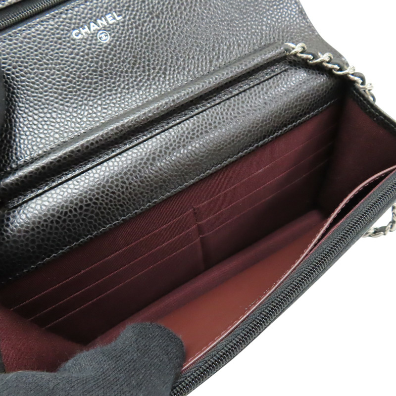 黑色 荔枝紋牛皮 鍊帶 WOC 肩背包【CHANEL 香奈兒】 AP0250-5