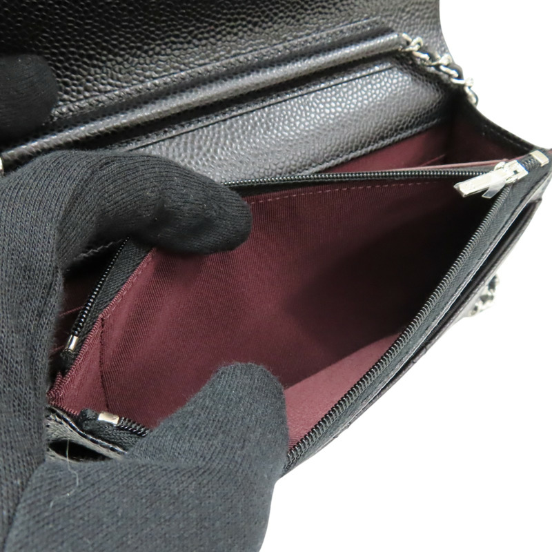 黑色 荔枝紋牛皮 鍊帶 WOC 肩背包【CHANEL 香奈兒】 AP0250-6